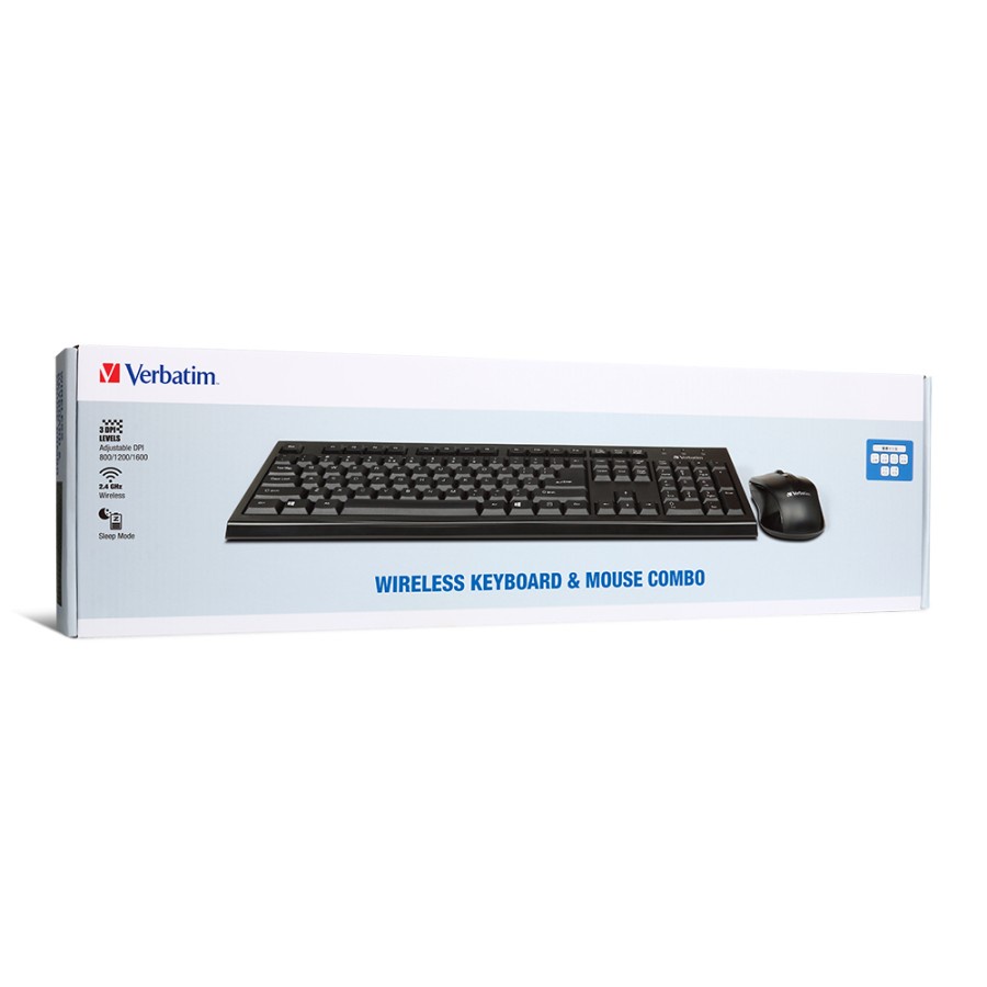 Keyboard Mouse Verbatim Wireless Combo 1600DPI - Black (66519)