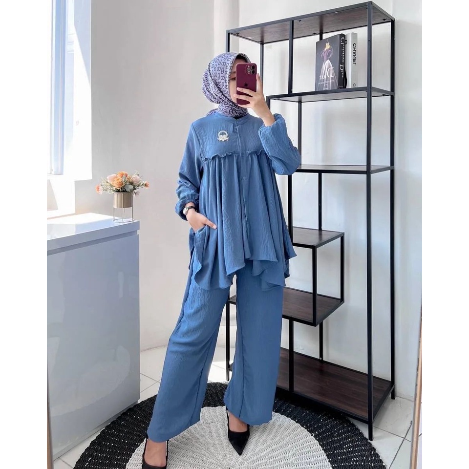 atasan wanita/baju wanita Set Crinkle - Baju One Set Wanita Terbaru/ pakaian setelan