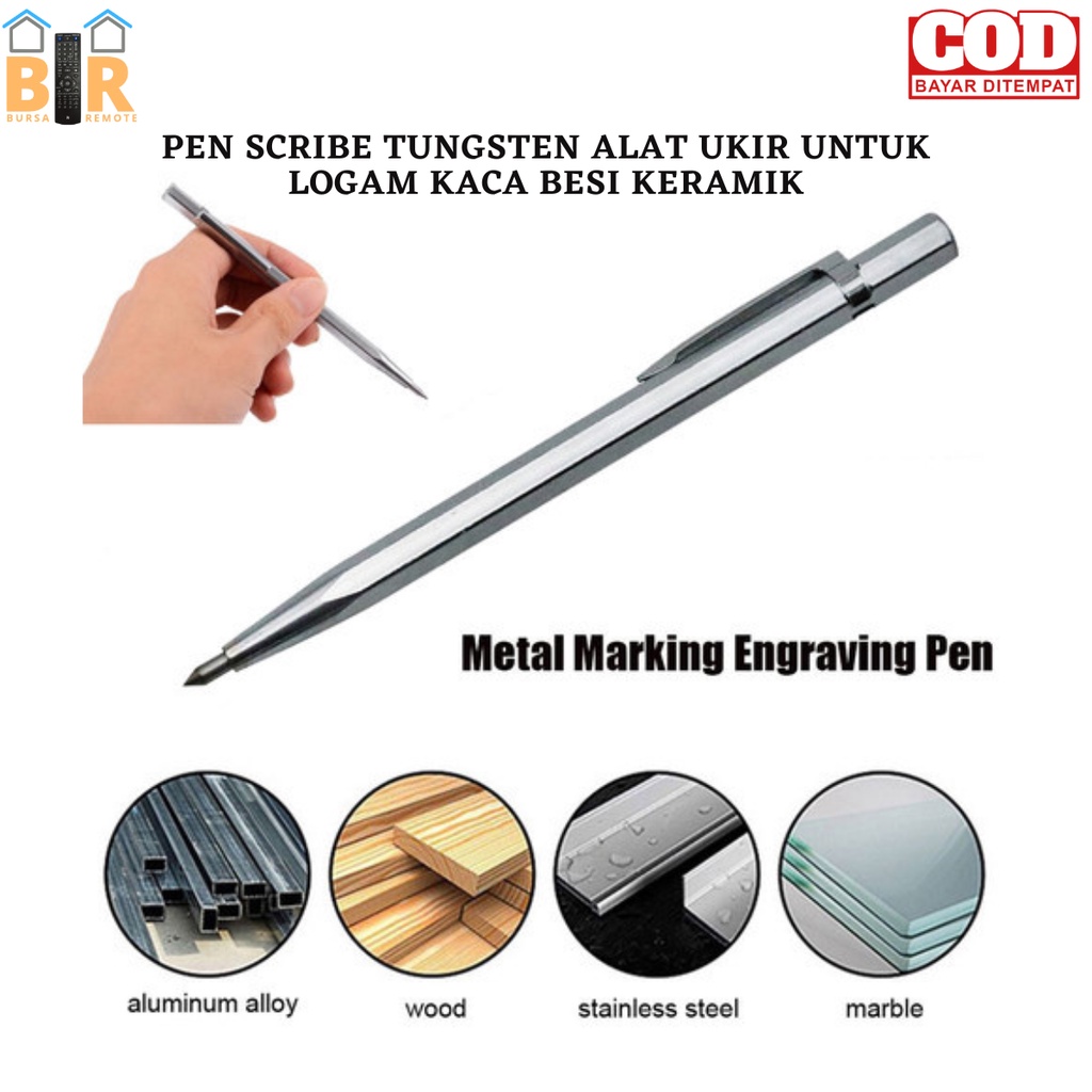 Pen scribe Berlian Pena Scriber Ujung Karbit Tungsten styless SILVER untuk Pena Tangan Pengukir Kayu Logam Keramik Kaca