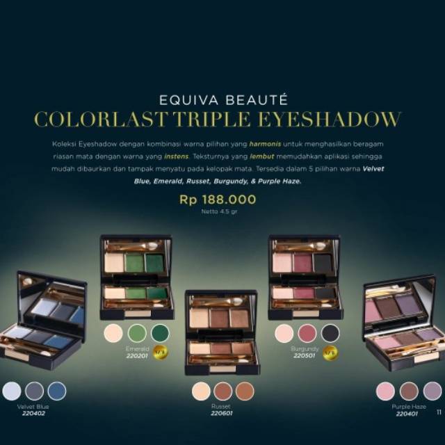 EQUIVA colourlast triple eyeshadow