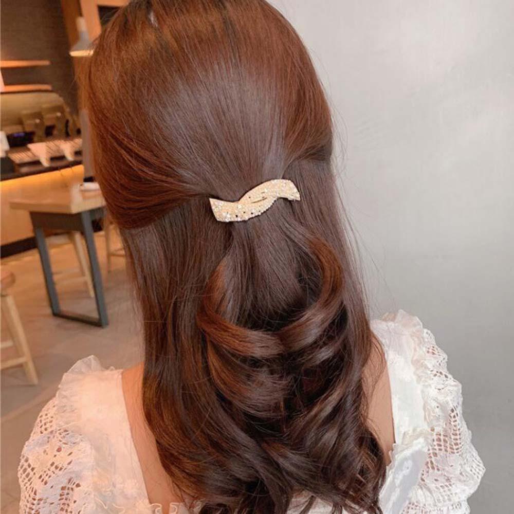 NEEDWAY Bow Hair Clip Trendy Elegan Mutiara Kupu-Kupu Perhiasan Logam Jepit Rambut