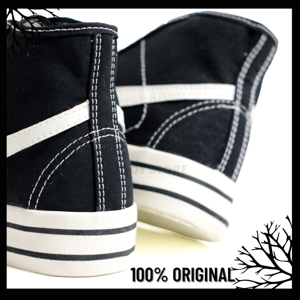 100% Original Sepatu Lokal Casual Black White Hi | Not Compass Retrograde Bw High