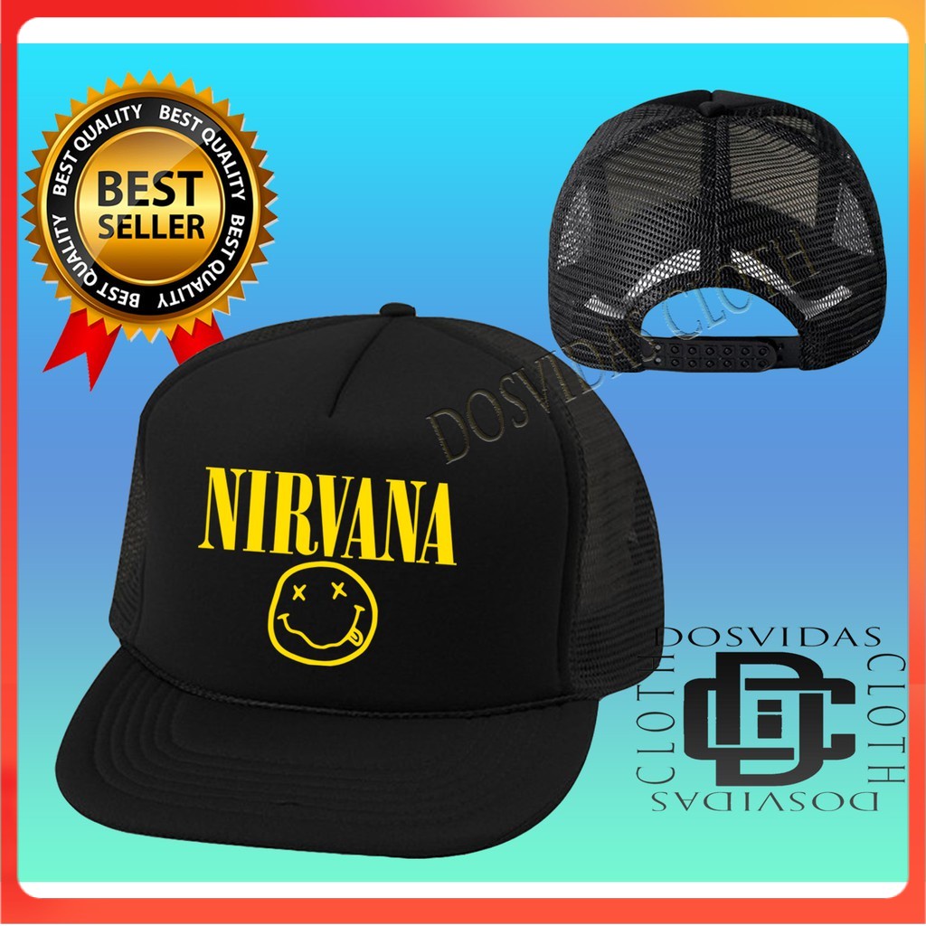 BERKUALITAS Topi Trucker Jaring BAND NIRVANA Keren Pria Wanita NIRVANA COD