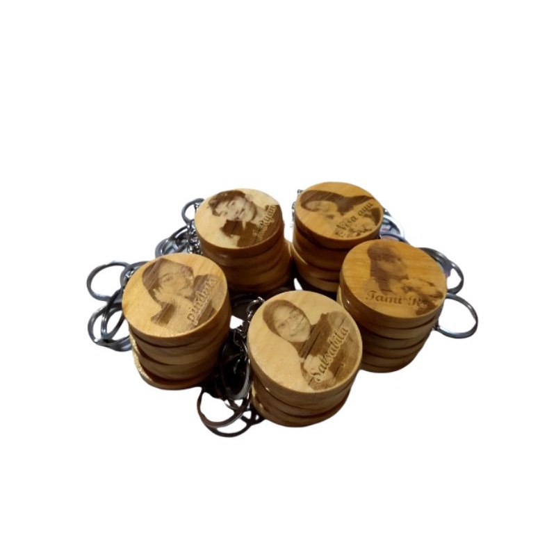 gantungan kunci kayu foto laser/hadiah sofenir/oleh-oleh