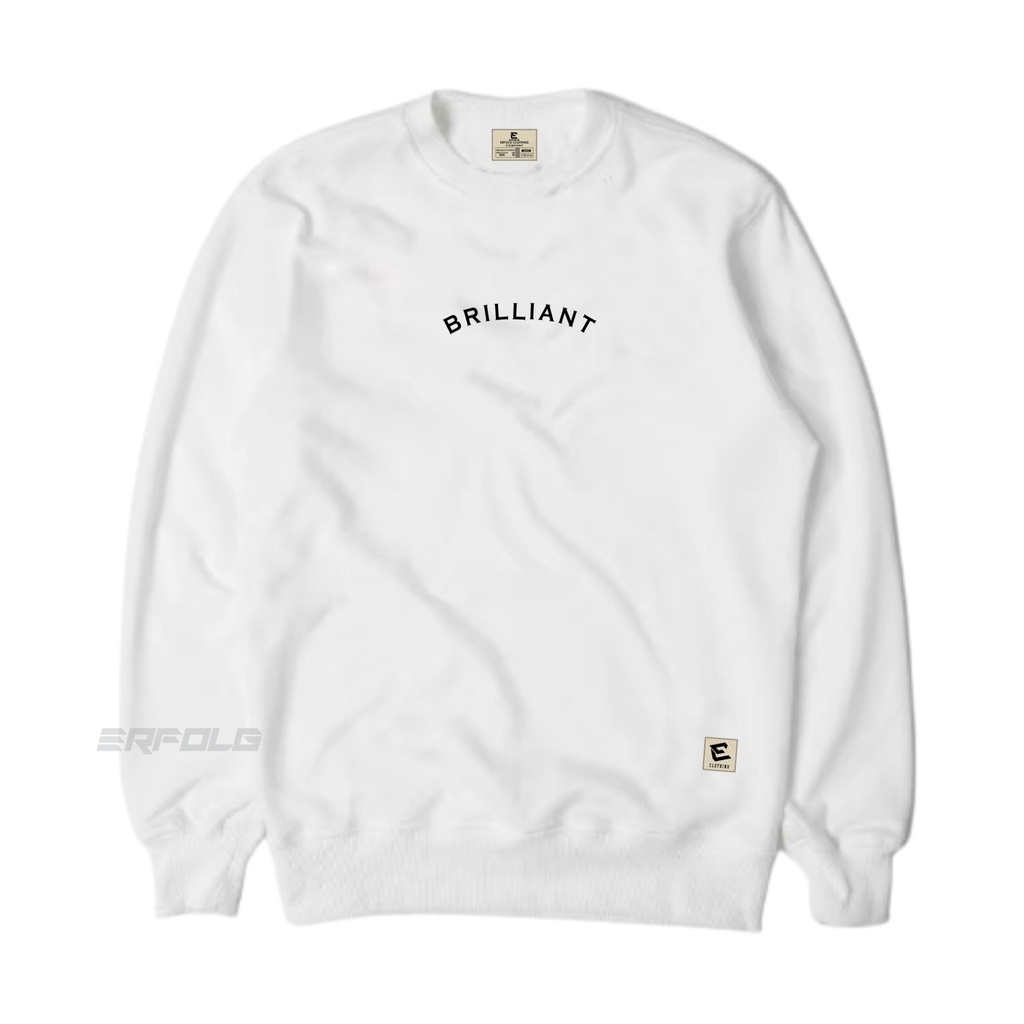 Crewneck Basic Sablon Briliant Pria Wanita Warna Cream Putih Switer Oblong Unisex Suiter Cowok Cewek Keren Simple Premium Sweatshirt Cardigan Bahan Fleece Tebal Sweater Original Erfolg Clothing