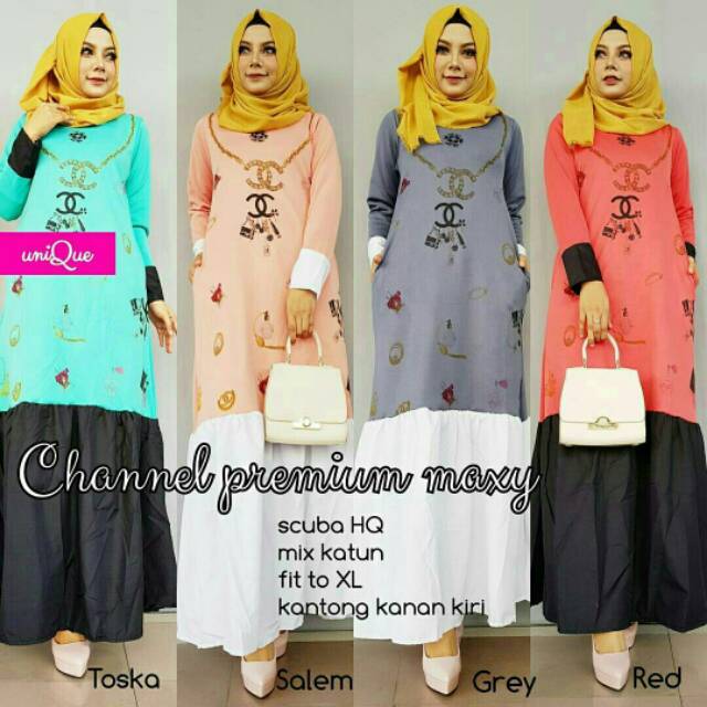 Channel Premium Maxy, maxi, gamis,baju muslim wanita,gamis modis,gamis scuba, maxy,baju modis wanita