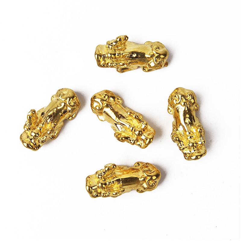 4 Pcs Manik-Manik Bola Pixiu Charms Gold Plated Feng Shui Campuran Untuk Membuat Perhiasan Kalung