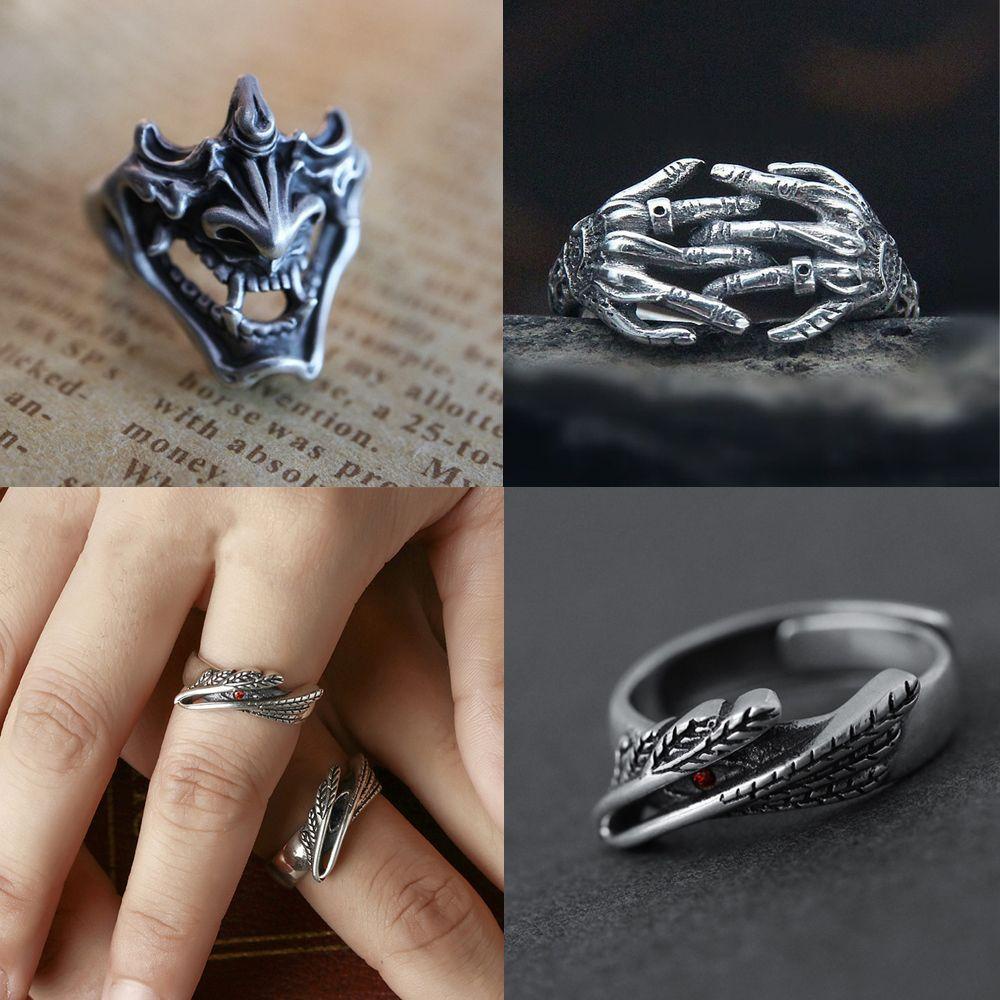 Nanas Setan Cincin Wanita Perhiasan Tunangan Pesta Minimalis Gothic Rings