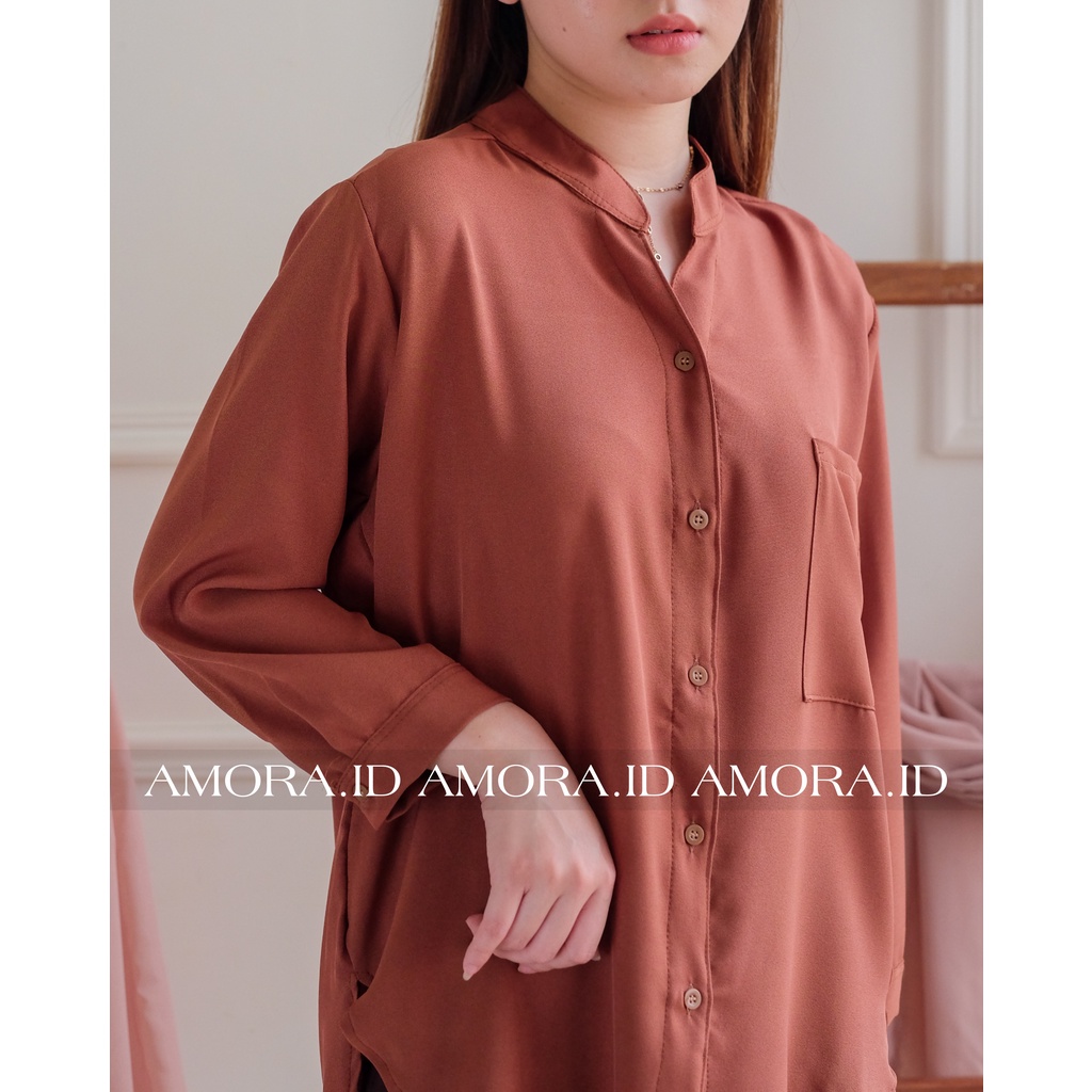 AMORA Blouse - Kemeja Wanita Polos Basic Casual