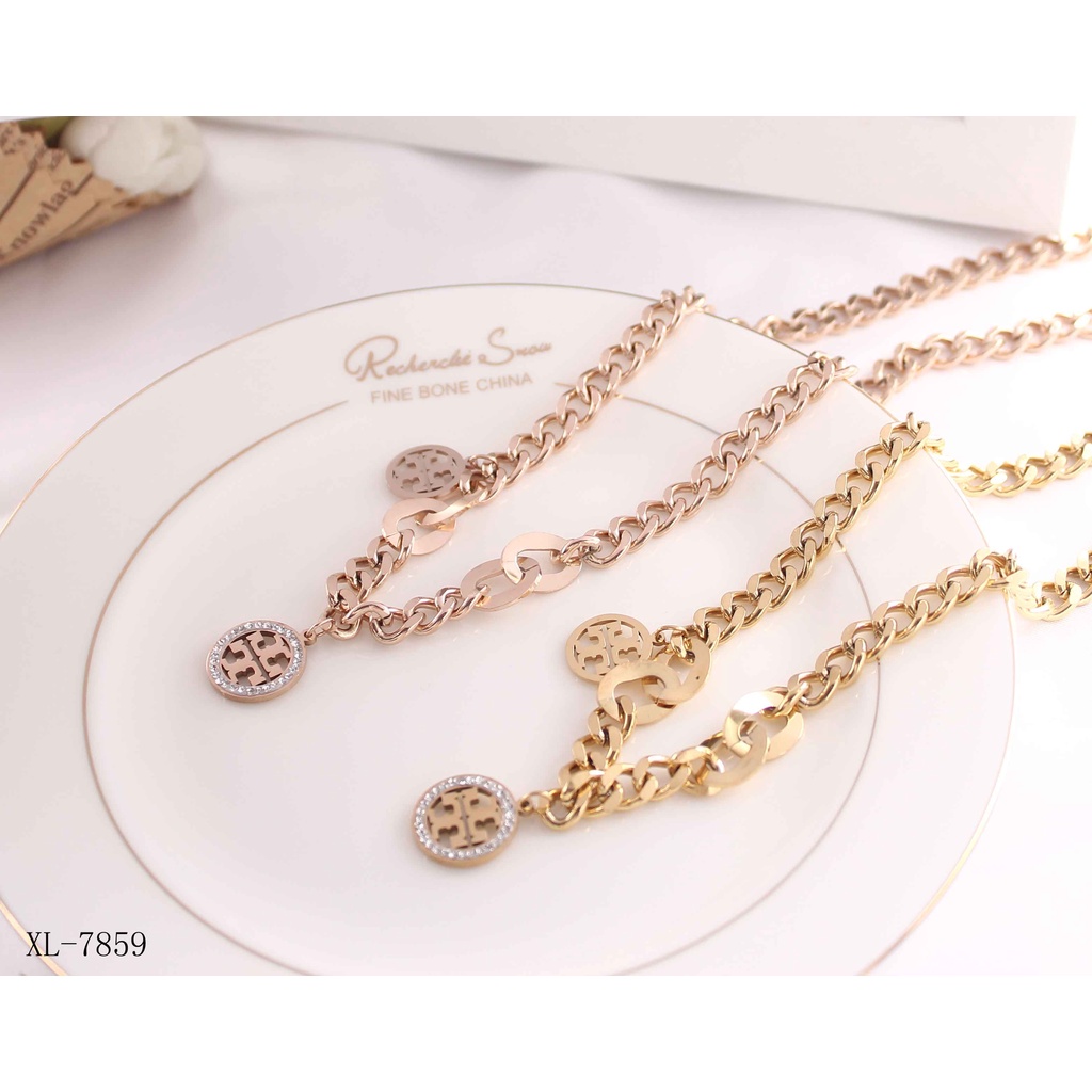 Set Perhiasan Titanium Permata Gelang/Kalung/Anting/Cincin Fashion Jewellery 7859