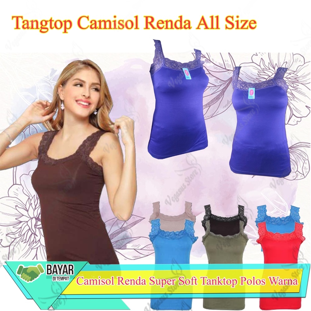 Tanktop Renda Mavel / Camisol Renda Mavel Super Soft Tanktop Wanita All Size Tangtop Tank Top Wanita Renda Polos Warna Kaos Dalam Wanita-Vegasus Store(COD)