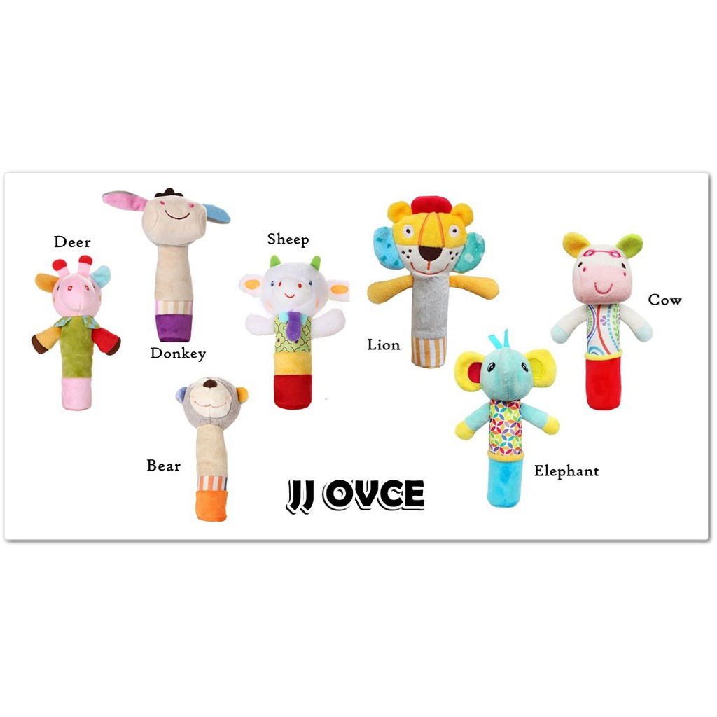 JJ OVCE Rattle squeaky toy animal cute / mainan edukasi untuk bayi motif hewan lucu