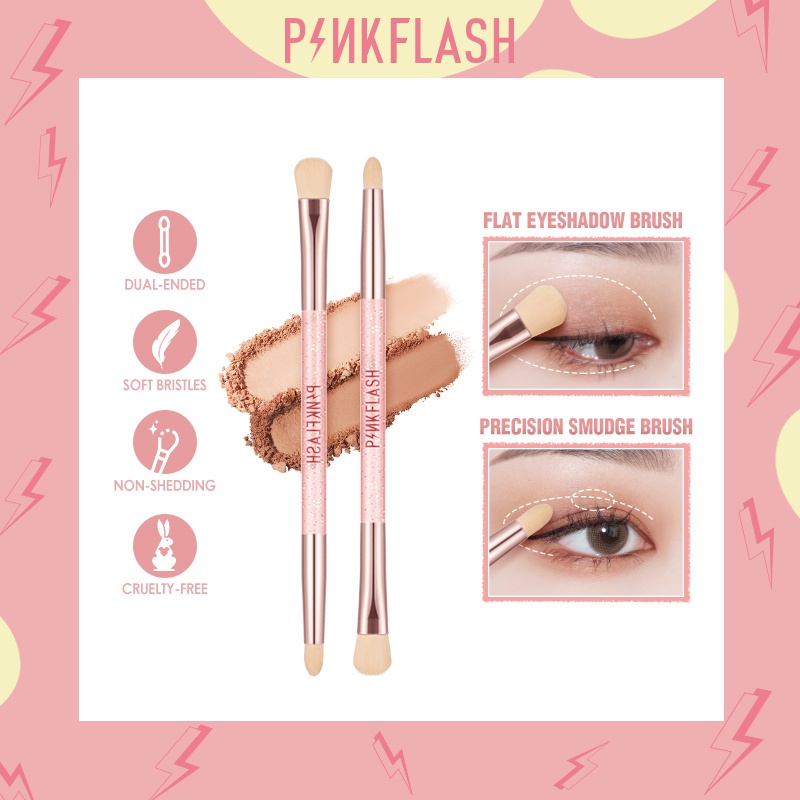 PINKFLASH Multi use Duo Professional Makeup Makeup Brush Tool Spoolie Brush and Angled Brow Brush Eyelash Brush Precision Smudge Brush