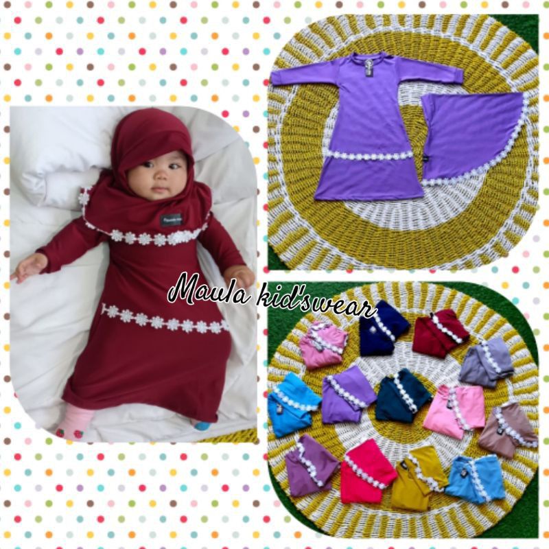 grosir 8 pcs gamis bayi renda melati