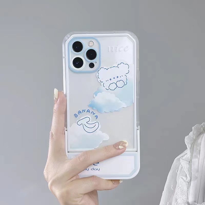 Soft Case Silikon TPU Transparan Motif Awan Beruang Untuk iPhone 13 12 Pro Max 11 XS XR X 8 7 6S Plus