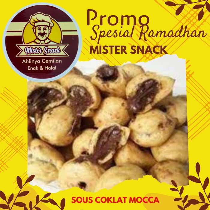 

soes coklat mocca kue kering jajan cemilan kiloan paket parcel lebaran - 300 gram mister snack