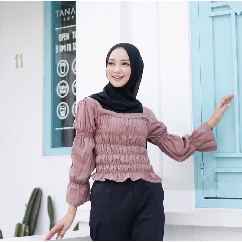 AZRA BLOUSE LENGAN BALON / BLOUSE WANITA