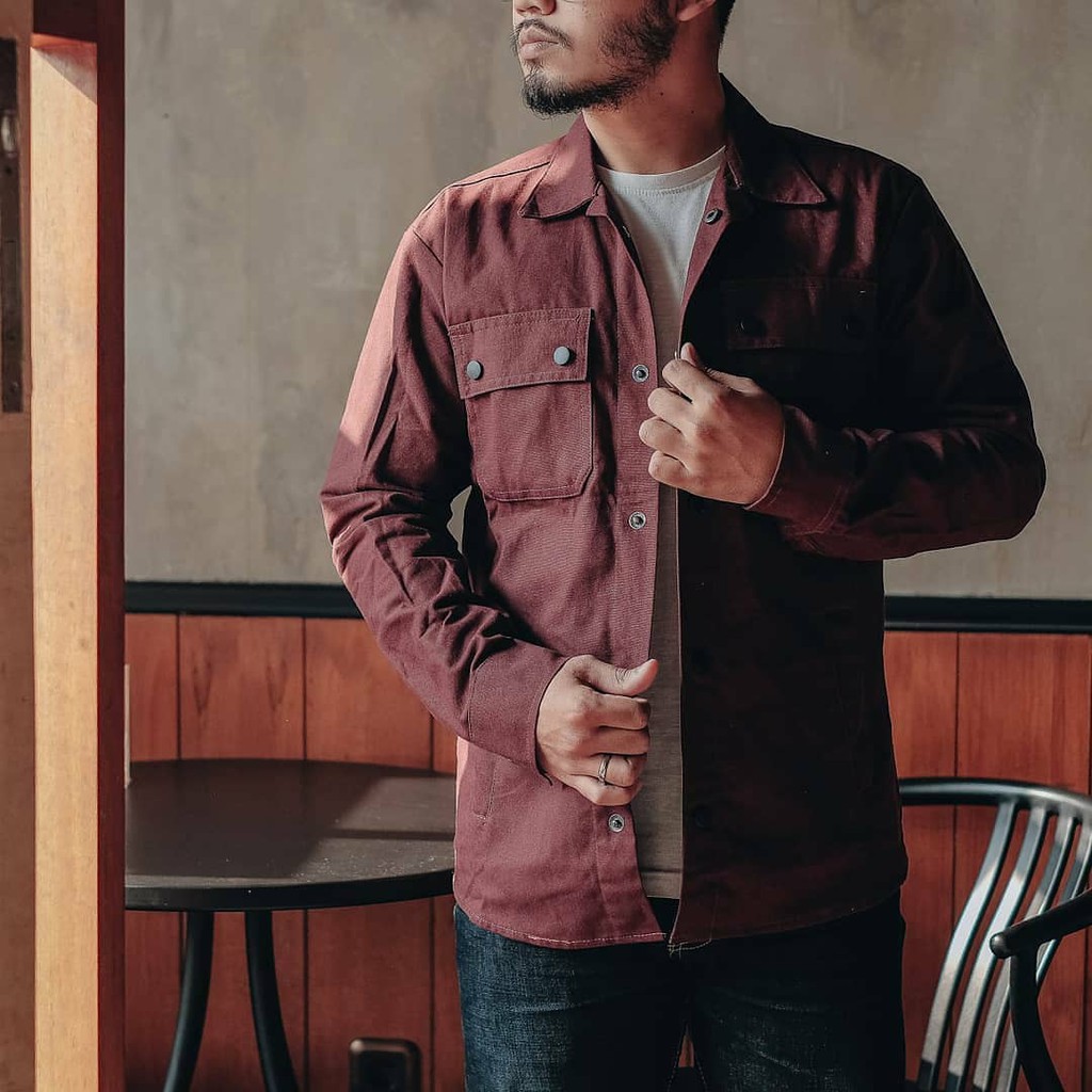JAKET OUTER CANVAS MAROON