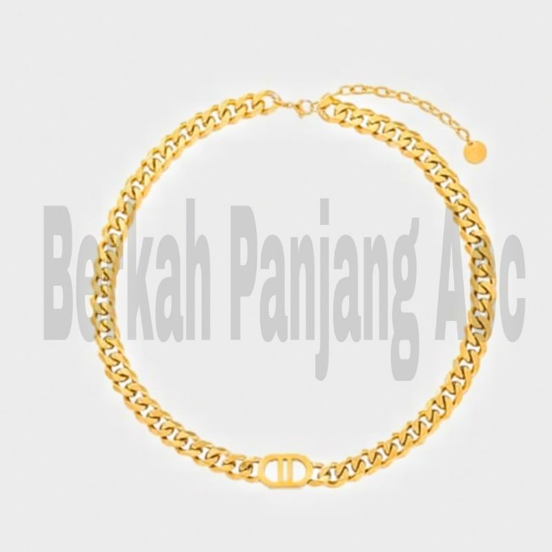 Set TITANIUM Rantai brand logo fashionable Desain simple elegan menawan perhiasan emas korea masa kini anti karat&amp;anti luntur