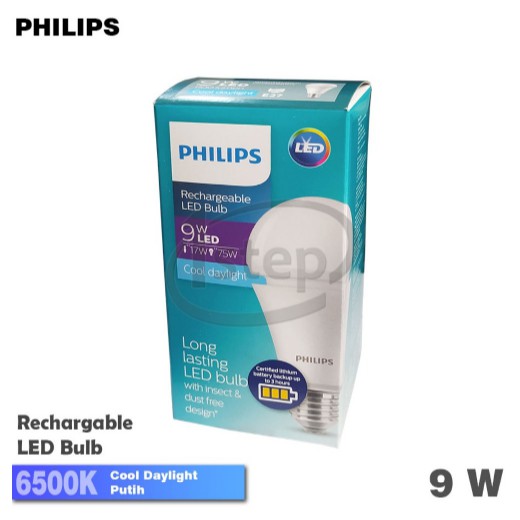 Lampu LED Philips Emergency 9W Putih Bulb Rechargeable 9 Watt 6500K