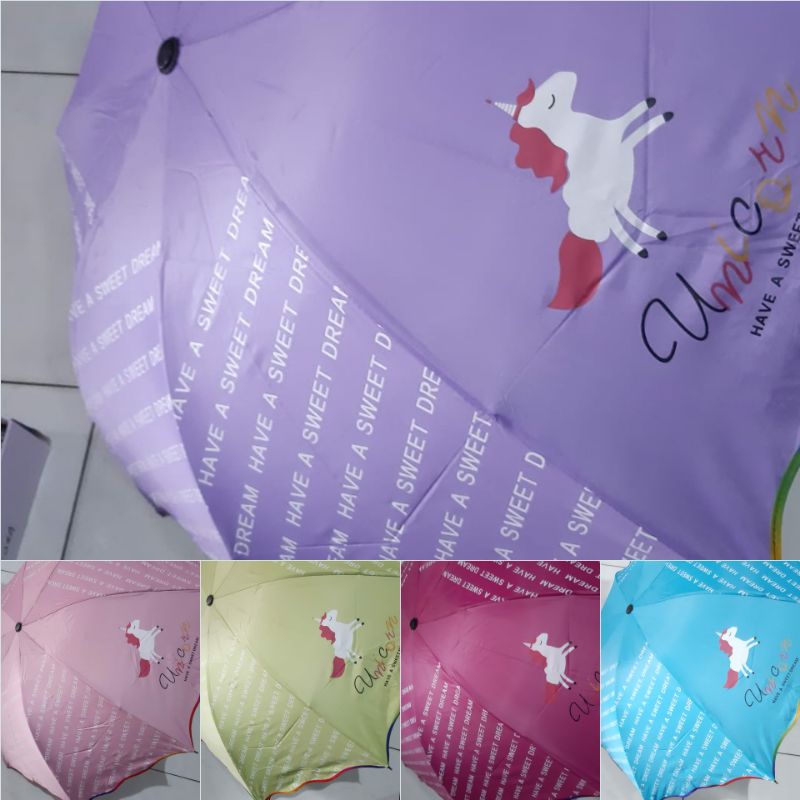 SN 487 UNICORN SWEET DREAM PAYUNG LIPAT PENDEK 25 CM