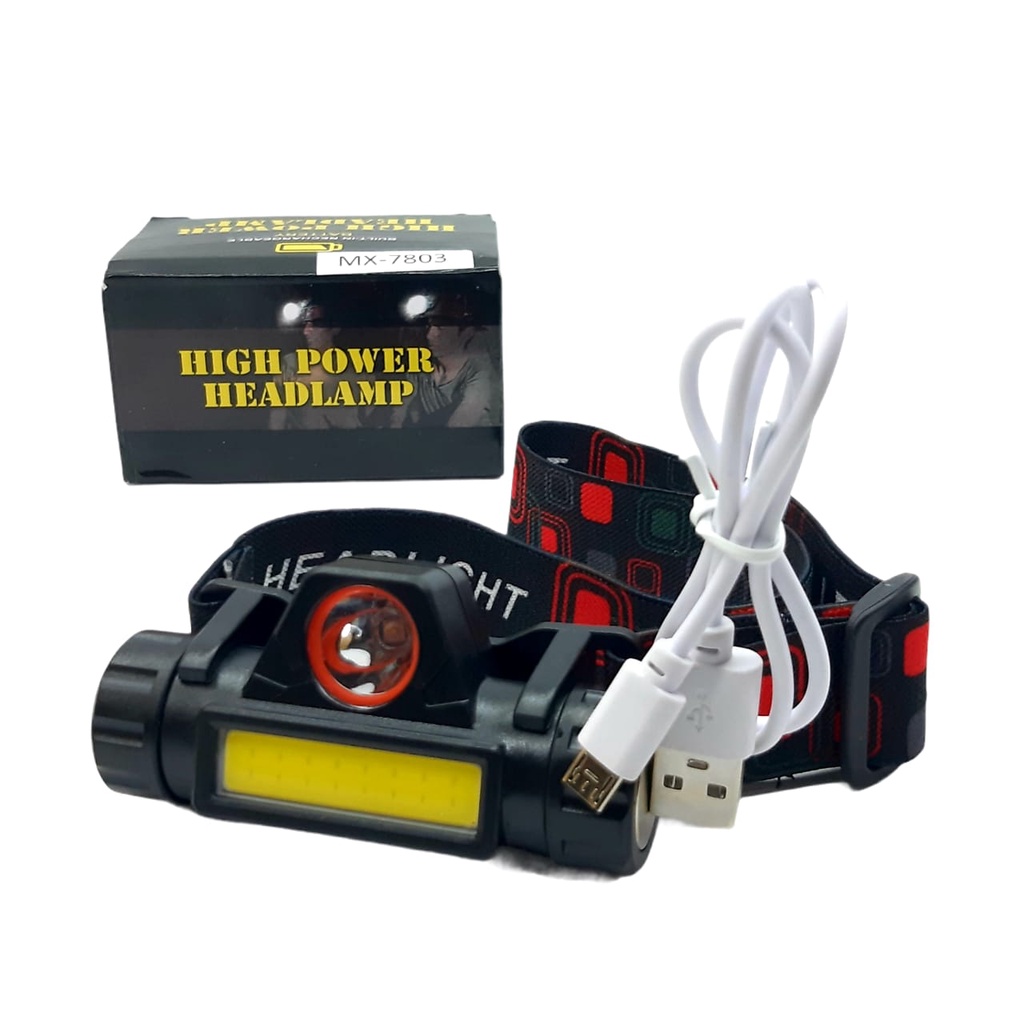 Terang Murah Senter Kepala Headlamp LED High Power Super Terang Model 2 Cahaya  Sisi Body Magnet