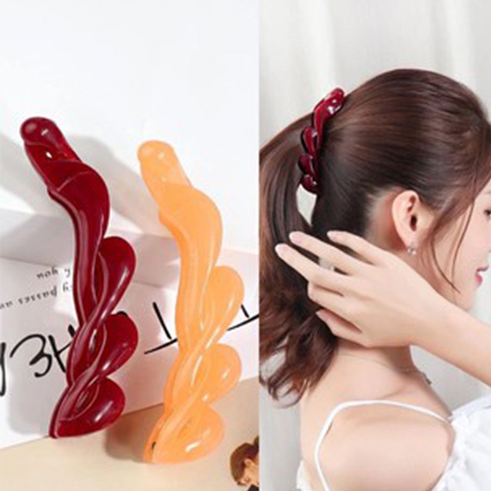 【COD Tangding】6 Colors Acrylic Korean Banana Hair Claw Clip for Women Ponytail Holder Hairpin Headwear