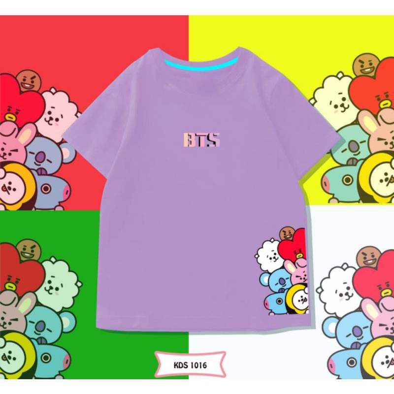 KAOS ANAK BTS CEWE COWO/LAOS ANAK BT21 UNISEX COTTON 24S ANTIBAKTERIAL