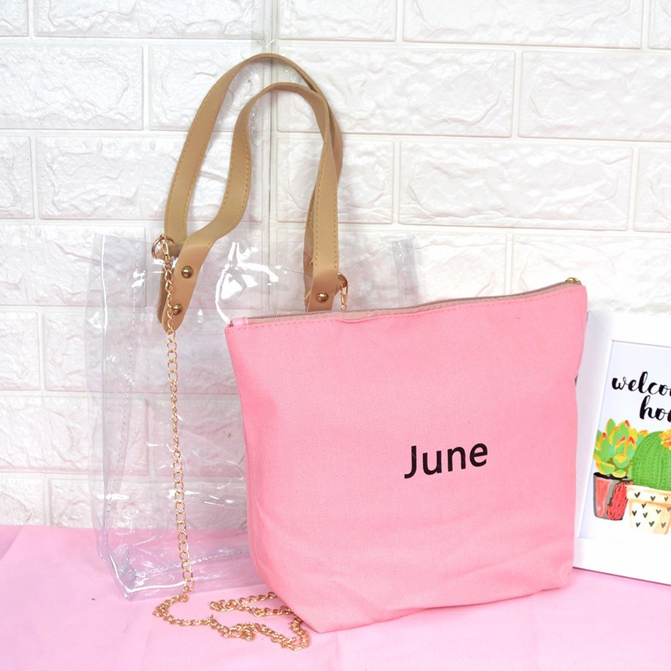 Tote bag JUNE transparan fotografi versi korea TM-3002