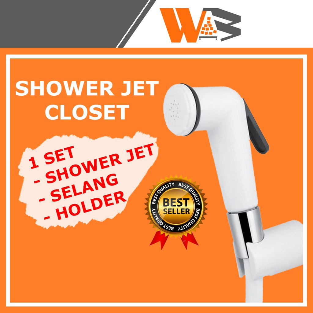 Jual SET PAKET KEPALA SHOWER JET WC TAMAN WASHER BIDET SPRAY CEBOK