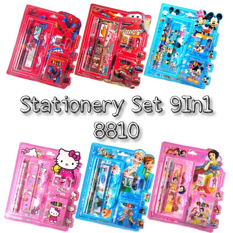 

Stationery Set / Paket Alat Tulis 9In1 Mewarnai / Alat Tulis Set Karakter 8810