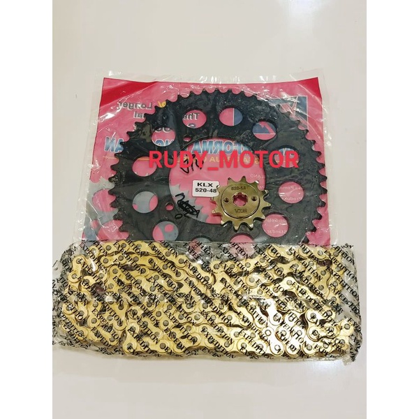GIR GEAR DEPAN BELAKANG SET RANTAI KLX150 KLX 150 BF DT S L 520 48 11 12 13 520 48 VZM Gir depan bis