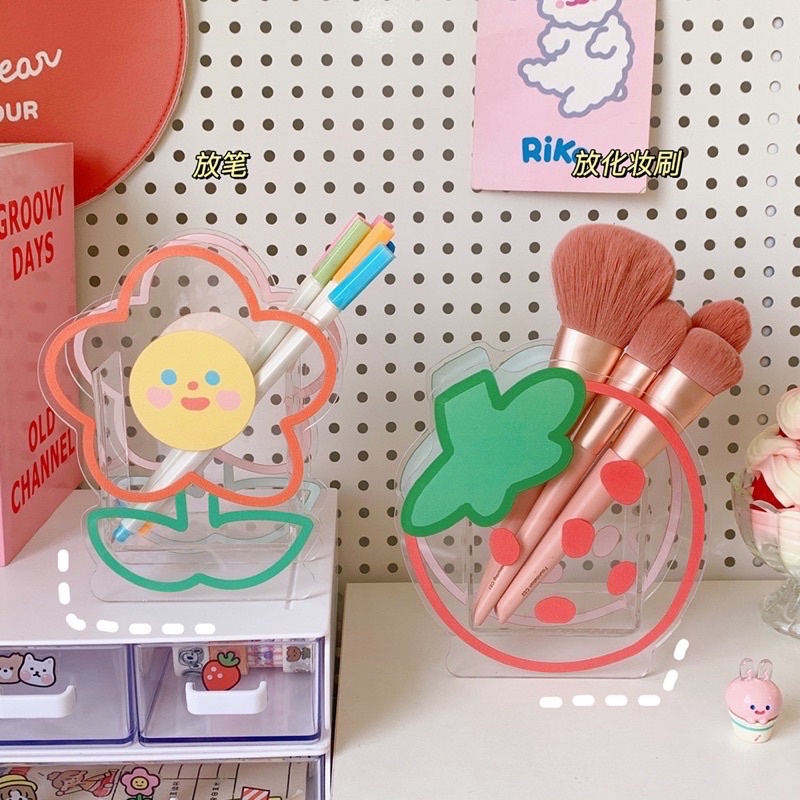 cute stationary organizer tempat penyimpanan pena kuas serbaguna bahan acrylic