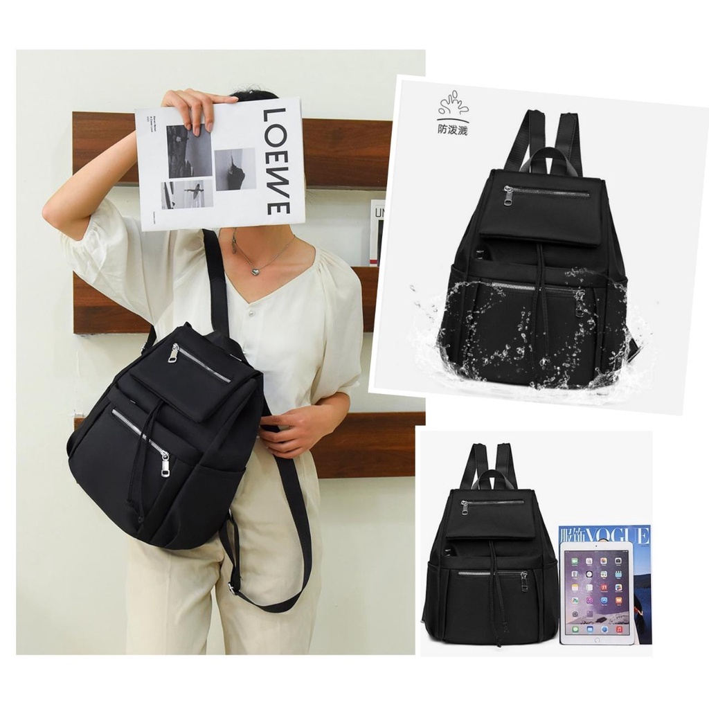 TAS RANSEL WANITA IMPORT ANTI AIR HITAM DUDLEY TA473B5 BACKPACK KOREA BRANDED GENDONG PUNGGUNG CEWEK SEKOLAH KULIAH KERJA BESAR BATAM FASHION KEKINIAN REMAJA