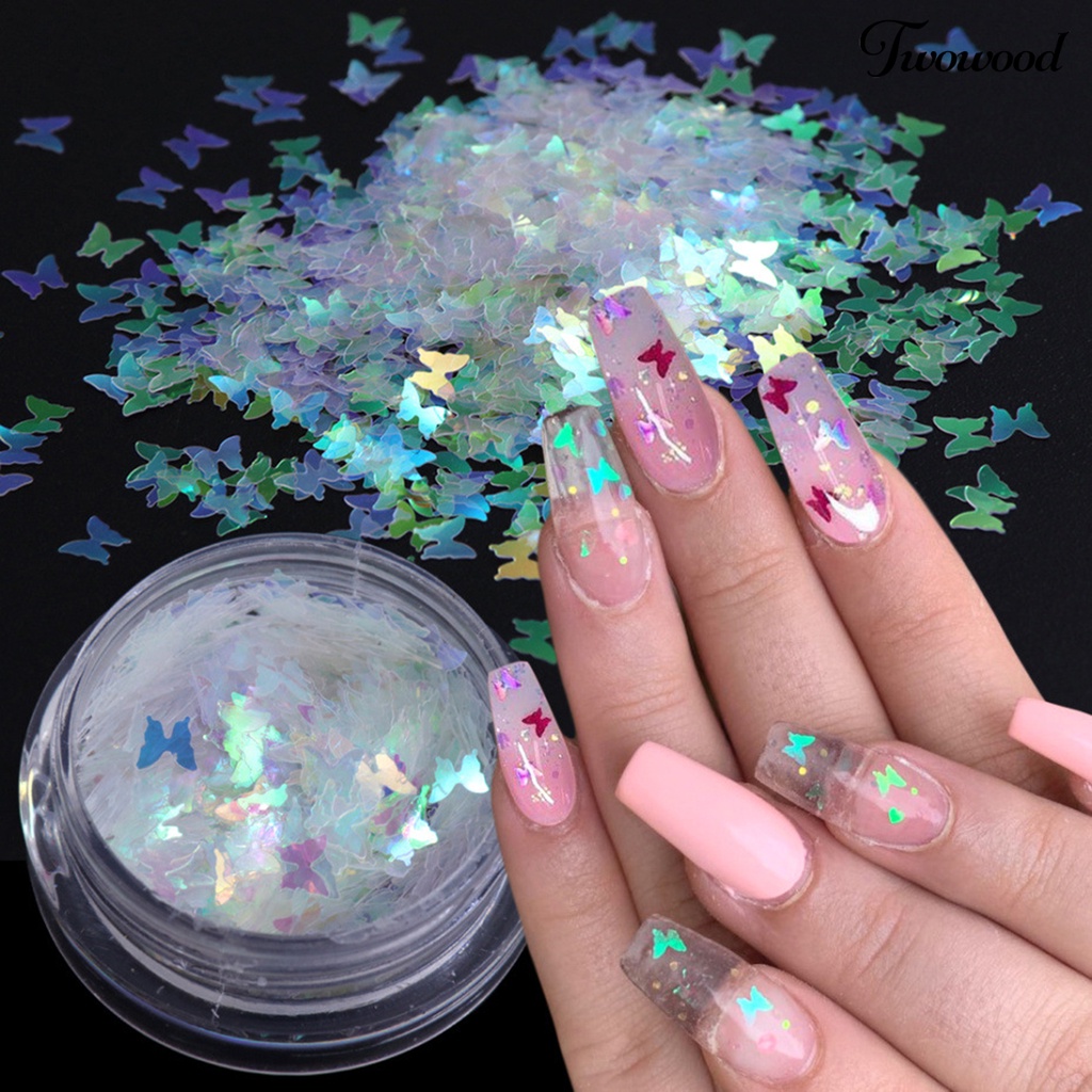 Payet Glitter Butterfly Bintang Hati Warna-Warni Untuk Dekorasi Manicure Nail Art