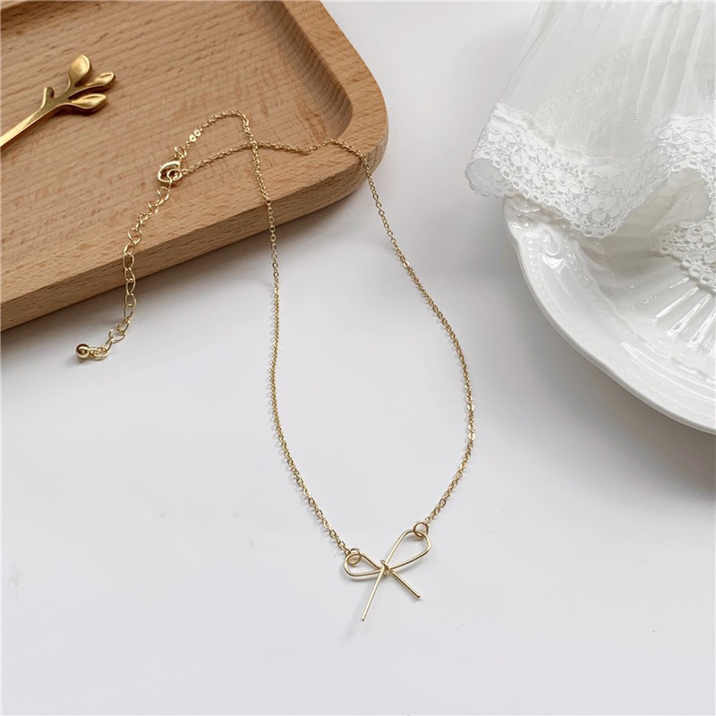 Kalung choker Rantai Klavikula Desain Pita Gaya Minimalis