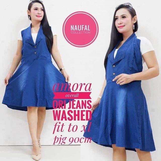 Rok Overal Pendek Amora . Jumpsuit Pendek Jeans . Rok Overall Pendek Murah