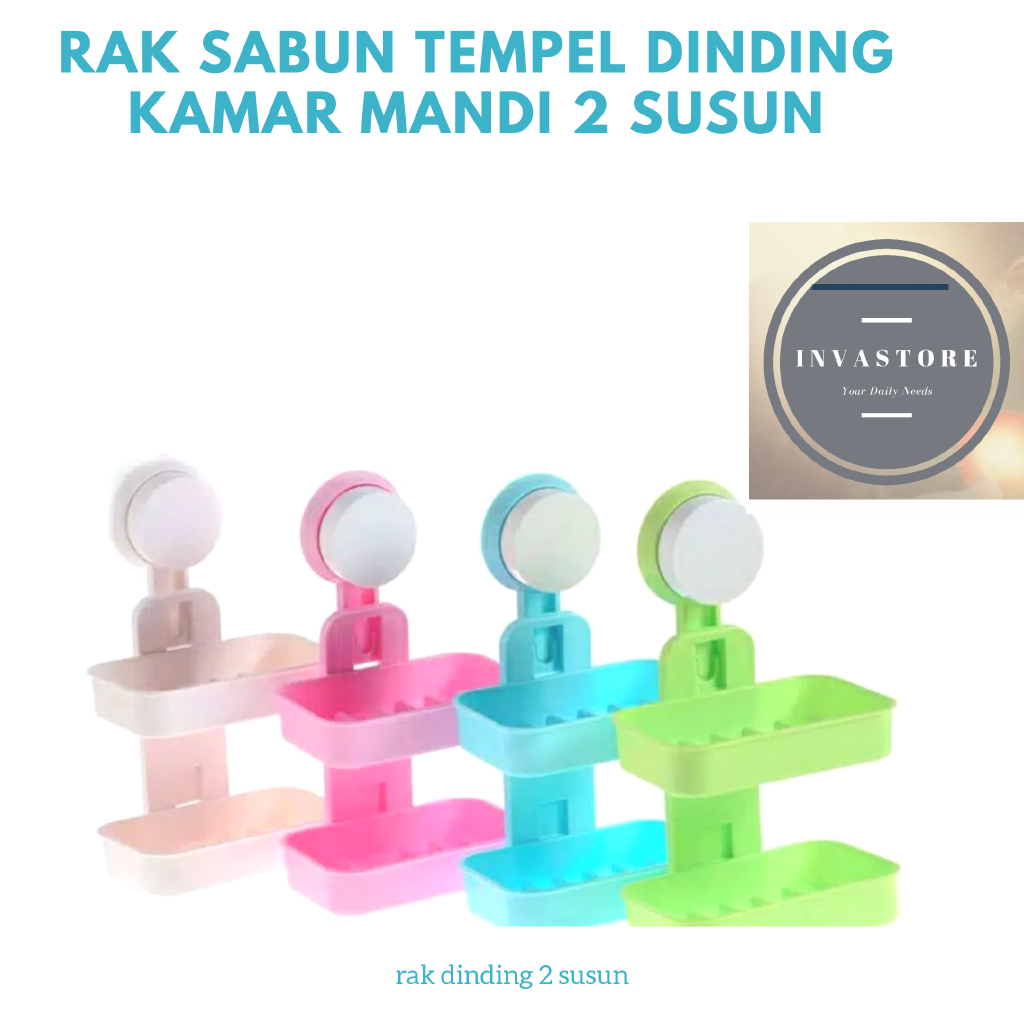Rak Dinding Plastik Kamar Mandi Suction 2 susun