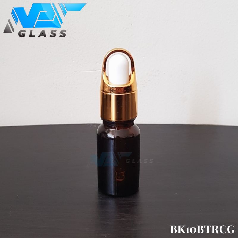 botol kaca 10ml coklat amber tebal ring gold