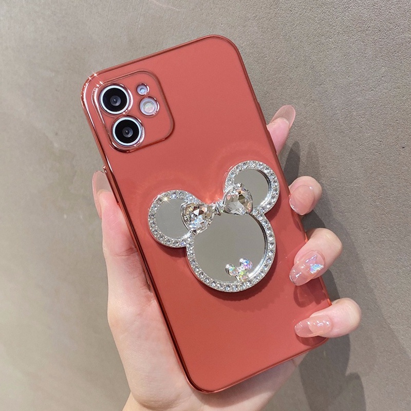 Soft case Desain disney minnie Dengan Cermin Tahan Banting Untuk iphone 11 pro max 12 13 pro max X Xs max XR