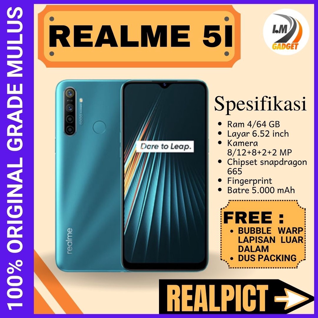Handphone HP Realme 5i Second Seken Bekas Murah Original Ex Garansi Resmi Terdaftar