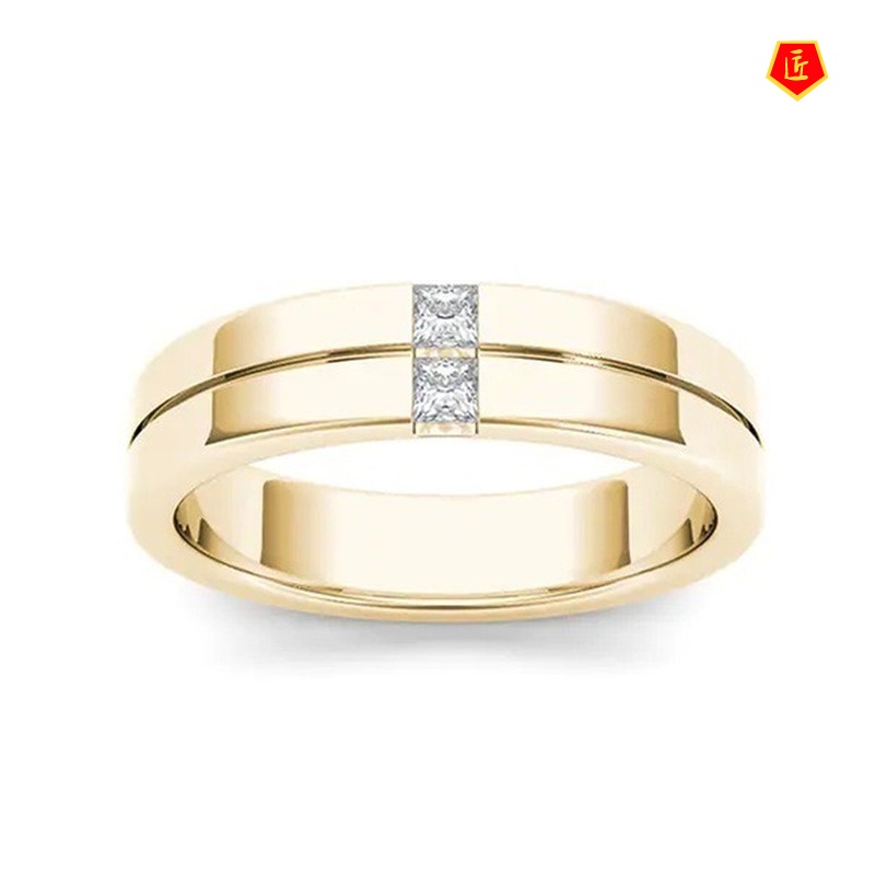 [Ready Stock]Simple Stylish 14K Gold Inlaid Rhinestone Ring
