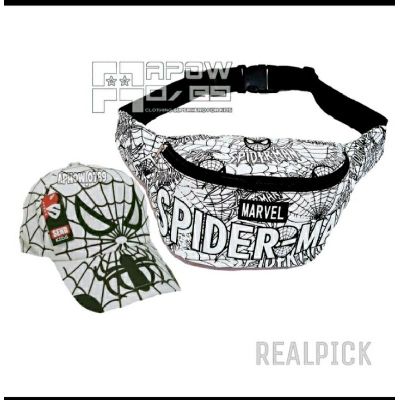 Tas SLempang Marvel anak Spiderman waistbag semi kanvas