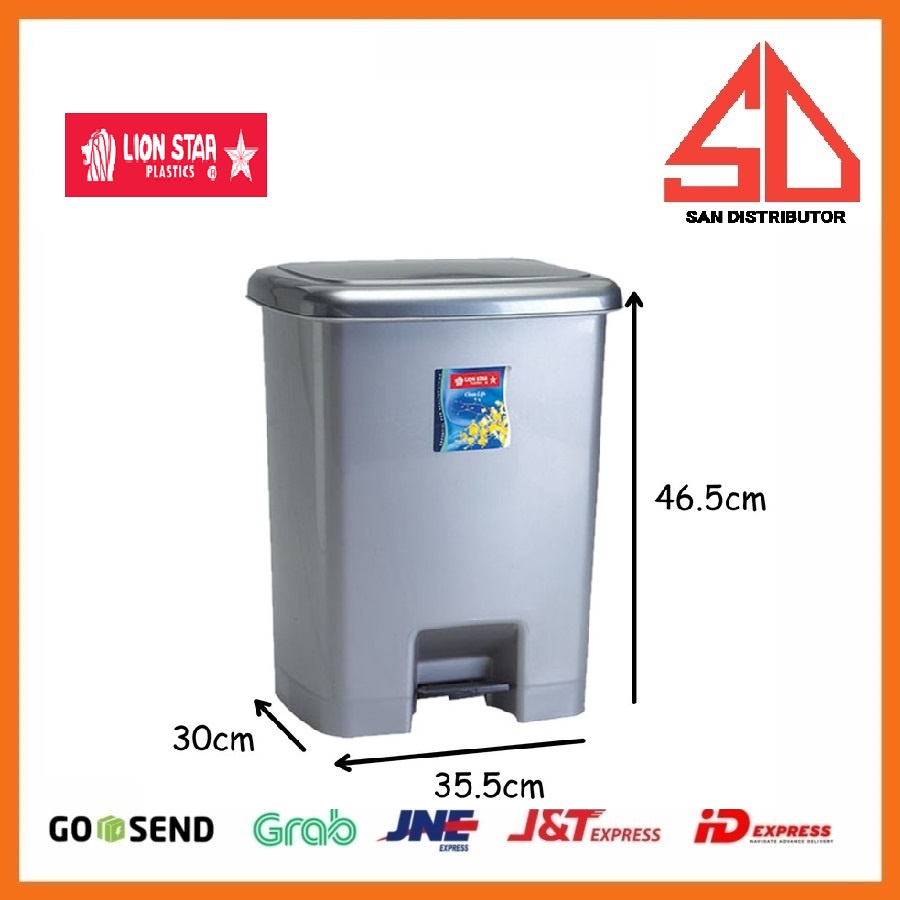 Tempat Sampah tong sampah Kotak Sampah Square Step On Bin 25 Liter Lion Star C-32