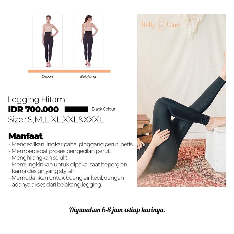 Bellycare Black Legging Tourmaline Postpartum Corset Korset Legging Hitam Mengecilkan Perut Paha Shopee Indonesia