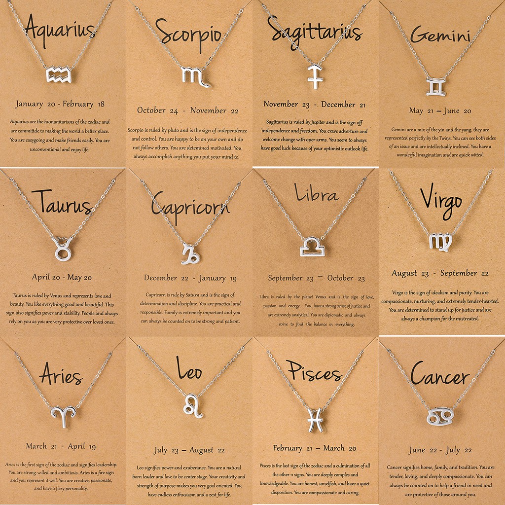 Kalung Clavicle Desain Simbol Zodiak Aksen Berlian Imitasi Untuk Wanita