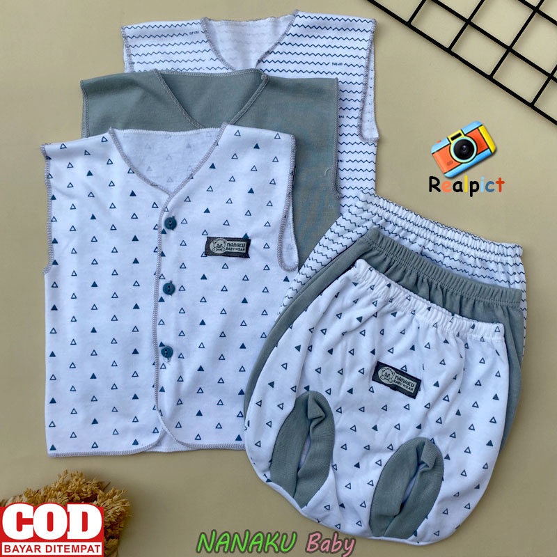 3 PCS Setelan Baju Bayi Baru Lahir Baju Bayi Kutung Celana POP Bayi Usia 0-3 Bulan Ana Baby