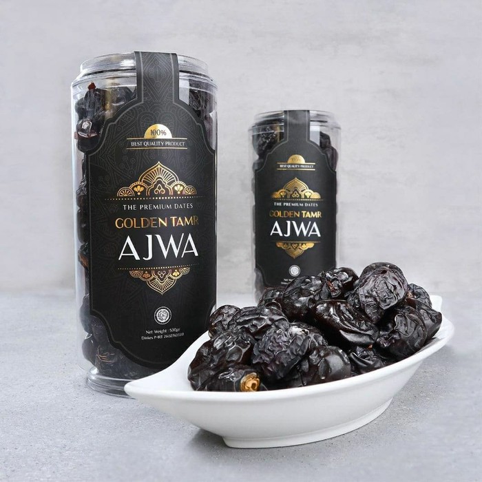 Golden Tamr Ajwa Kurma Ajwa Kurma Nabi Asli Madinah Premium 500gr  Kemasan EKSKLUSIF