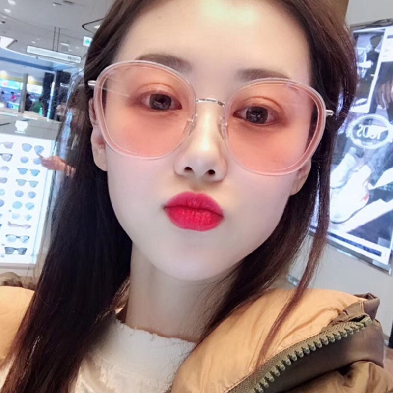 (YUZHU) Bayar di Tempat Korean Gaya Bulat Kacamata Wanita Candy Color Bundar Oversized Kacamata Hitam Wanita