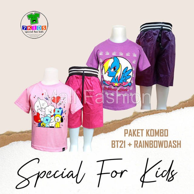 Mall Fashion - [PAKET KOMBO] Dua Set Pakaian anak perempuan Karakter KARTUN lucu usia 3-10 th Murah
